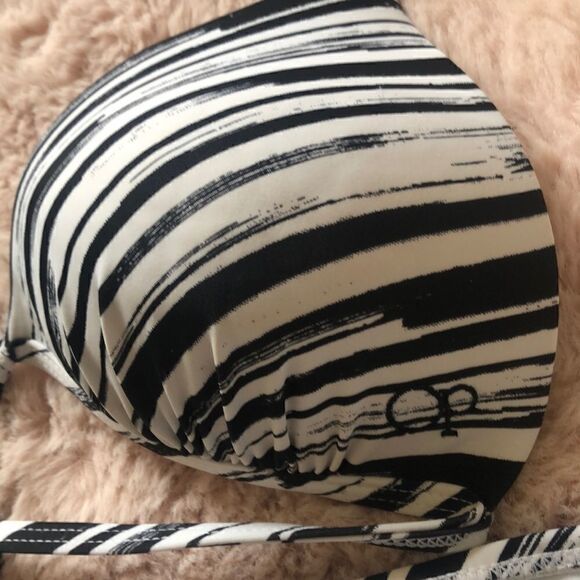 OP black and white striped bikini top bottom - Picture 2 of 6